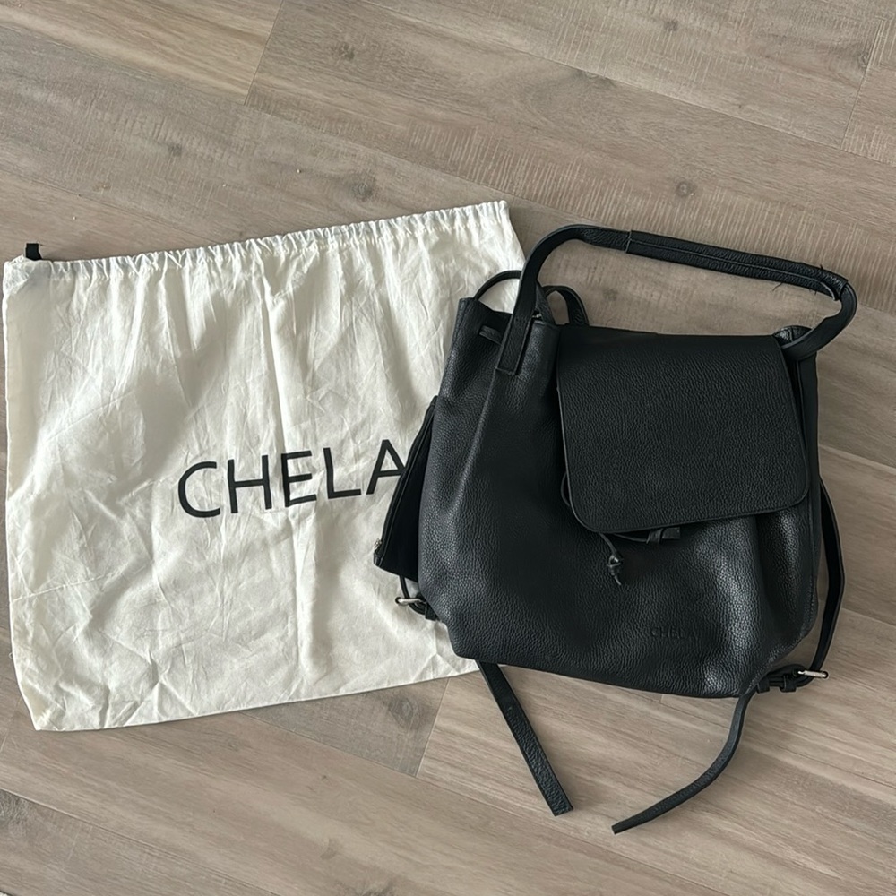 Chela Convertible backpack bag black premium leather